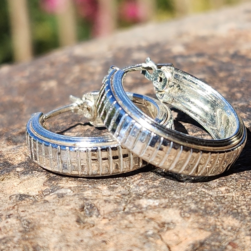 Sterling Silver Textured HOOP earrings